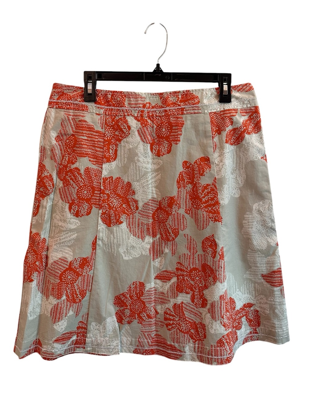Eddie Bauer Orange Floral A-Line Skirt on White